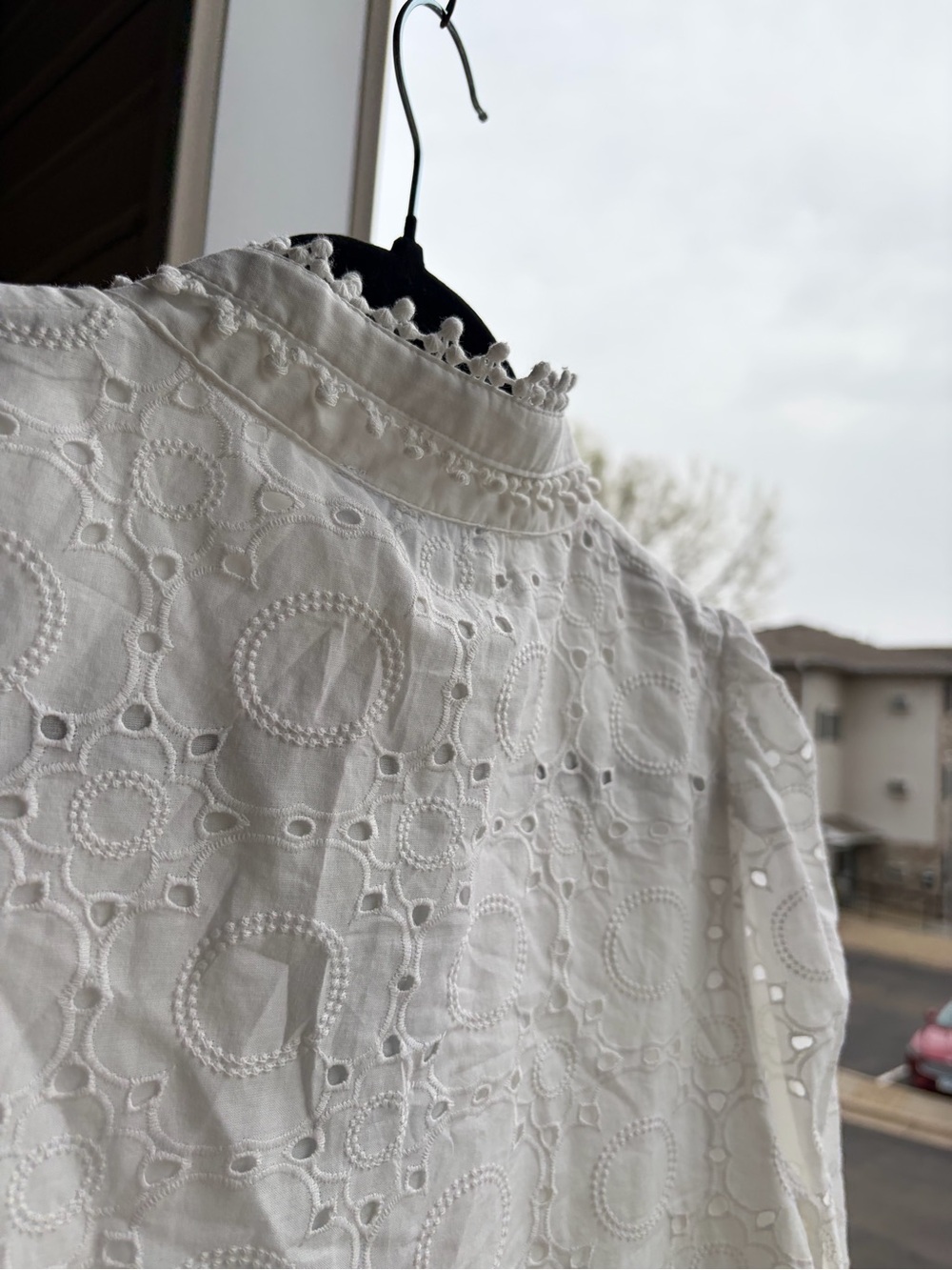 🆕🤍Antonio Melani White Eyelet Lace Dress Size 6 Boho Cottagecore Front Mini - Picture 11 of 17